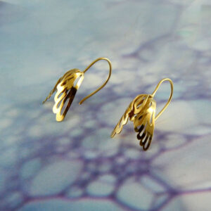 14K Gold Butterfly Earrings, Gold wings Earrings for hippie, Vintage gold Earrings inspired by nature, Insect lover gift