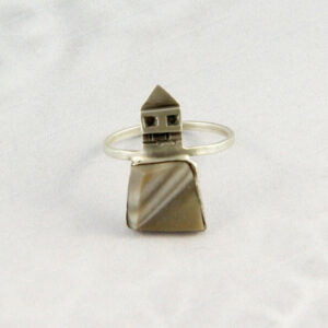 Architectural ring natural raw stone,Healing stone jewelry,tiny house jewelry,Stone ring band miniature landscape,Healing stone