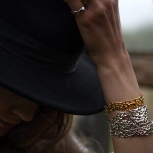 Organic Silver Wide Bracelet LARGE