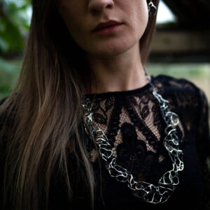 Large Layered Silver Organic Necklace