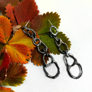 Chain earrings, Black stud earrings,Chain drop earrings,statement jewelry,Black,Studs,mens earrings,handmade earrings,mens dangle earring