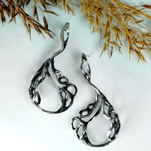 Statement jewelry, Big earrings,Silver earrings,contemporary jewelry,unique brutalist earrings with industrial organic design