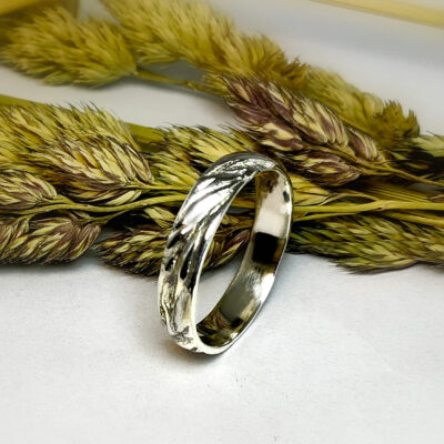 Mens wedding band,White gold ring,tree ring, 14k gold ring,Organic gold ring, gold band,textured wedding band, textured gold ring,mens ring